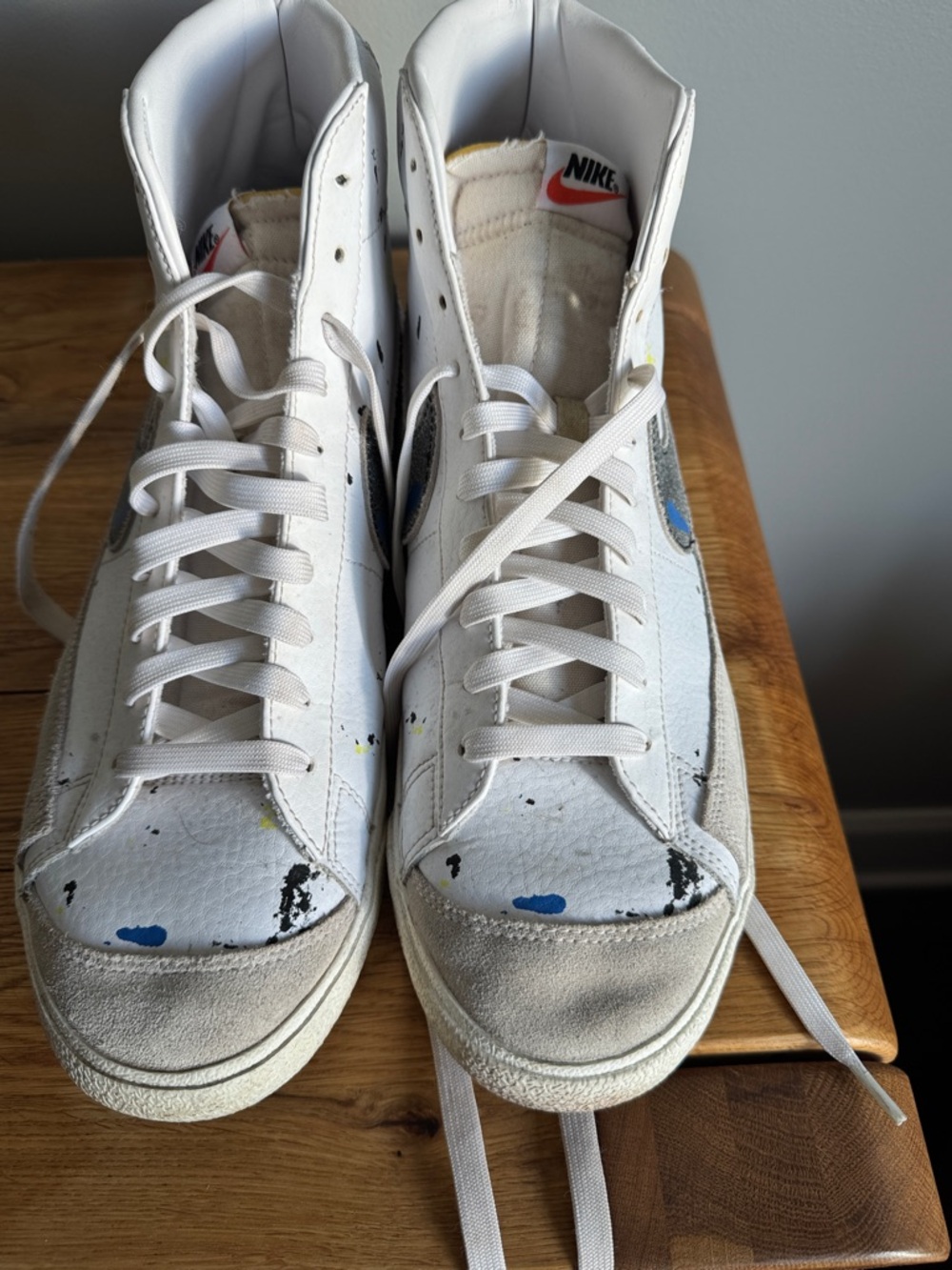 Nike Blazer Sneakers with Blue and Black splatter paint detail